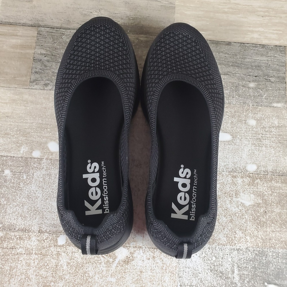 Keds Blisswalk Skimmer Womens Shoes Sz 7.5 Wide Black Knit Round Toe Slip On - Picture 4 of 12
